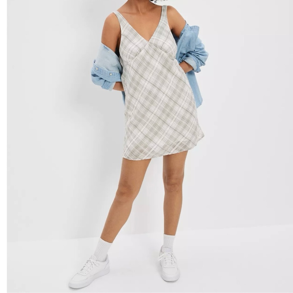 NWOT -- AE Plaid Babydoll Mini Dress